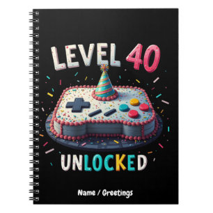 Level 40 Unlocked Gaming Style 40th Birthday Notebook