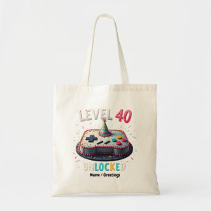 Level 40 Unlocked Gaming Style 40th Birthday Tote Bag