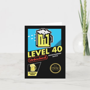 Level 40 Unlocked Video Game 40th Birthday  Card