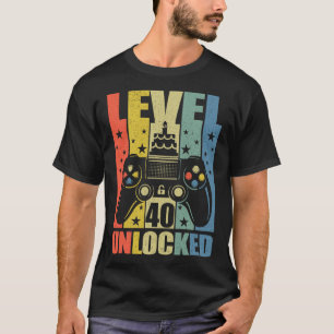 Level 40 Unlocked Video Game 40th Birthday Gamer B T-Shirt