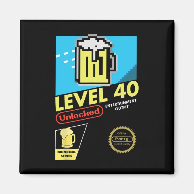 Level 40 Unlocked Video Game 40th Birthday  Magnet (Front)