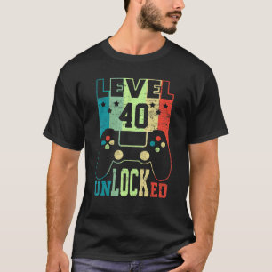 Level 40 Unlocked Video Gamer 40th Birthday 2 T-Shirt