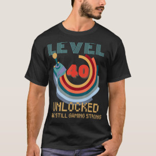 Level 40 Unlocked  Video Gamer 40th Birthday 4 T-Shirt