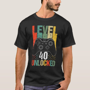 Level 40 Unlocked Video Gamer 40th Birthday Tee