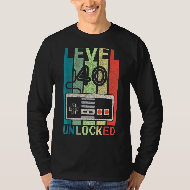 Level 40 Unlocked Video Gamer 40th Birthday  Tee (Front)