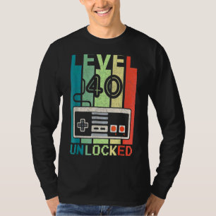 Level 40 Unlocked Video Gamer 40th Birthday Tee