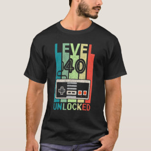Level 40 Unlocked Video Gamer 40th Birthday Tee