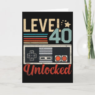 Level 40 Unlocked Video Gamer Controller 40th Birt Card