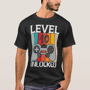 Level 40 Unlocked Video Gamer Vintage 40th Birthda T-Shirt