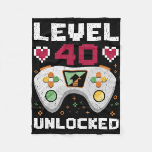 Level 40 Unlocked Video Player B-day Retro Gamer Fleece Blanket