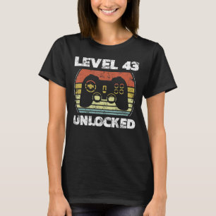 Level 43 Unlocked Video Gamer 43rd Birthday T-Shirt