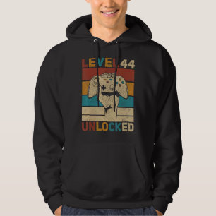 Level 44 Unlocked 44th Birthday 44 Years Old Gamer Hoodie