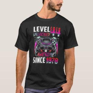 Level 44 Unlocked Awesome Since 1978 44th Birthday T-Shirt