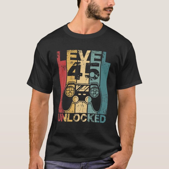 Level 45 Unlocked Awesome 1978 Video Game 45th T-Shirt (Front)