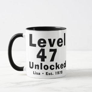 Level 47 Unlocked Personalized 47th Birthday Mug