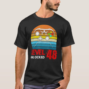 Level 48 Unlocked Video Gamer 48th Birthday Men W T-Shirt