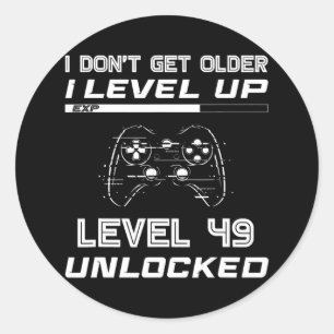 Level 49 Unlocked Gamer 49th Birthday Decorations Classic Round Sticker
