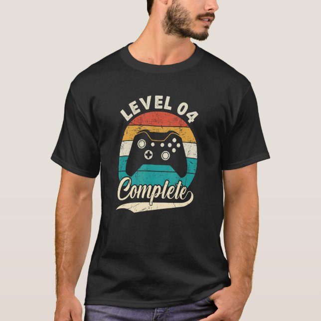 Level 4 Complete   4th Wedding Aniversary For Him  T-Shirt (Front)