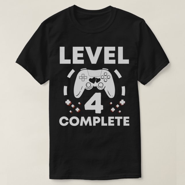 Level 4 Complete 4th Year Wedding Anniversary Gift T-Shirt (Design Front)