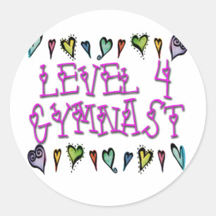 Level 4 Gymnast hearts Classic Round Sticker