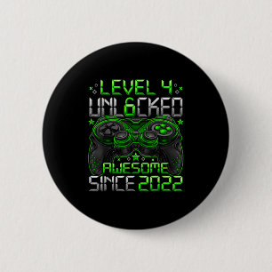 Level 4 Unlocked 4 Year Old Boys 4th Birthday Boy 2 Inch Round Button