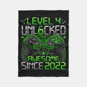 Level 4 Unlocked 4 Year Old Boys 4th Birthday Boy  Fleece Blanket