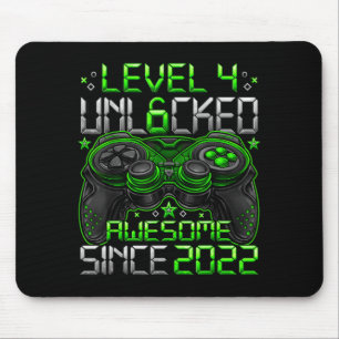 Level 4 Unlocked 4 Year Old Boys 4th Birthday Boy Mouse Pad