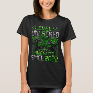 Level 4 Unlocked 4 Year Old Boys 4th Birthday Boy  T-Shirt