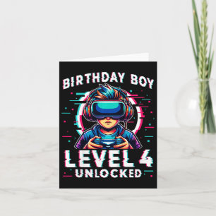 Level 4 Unlocked 4 Years Old Birthday Gamer Funny Card