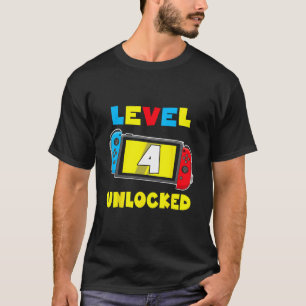 Level 4 Unlocked 4th Birthday Shirt Video Game 4 Y