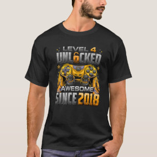 Level 4 Unlocked Awesome Since 2018 4Th Birthday G T-Shirt