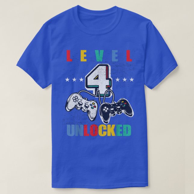 Level 4 Unlocked Funny Video Game 4th Birthday Mat T-Shirt (Design Front)