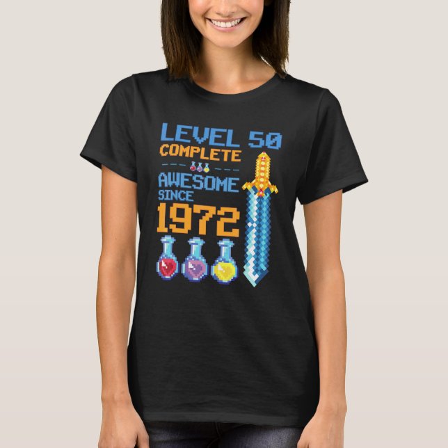 Level 50 Unlocked Video Game 50th Birthday Party R T-Shirt (Front)