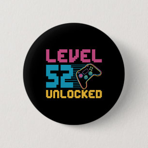 Level 52 Unlocked Gaming Birthday 2 Inch Round Button