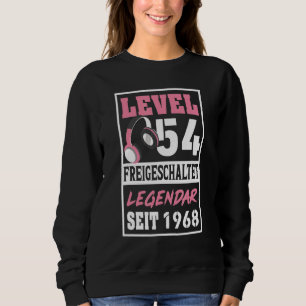 Level 54 Years Gamer Girl Since 1968 Birthday Vide Sweatshirt