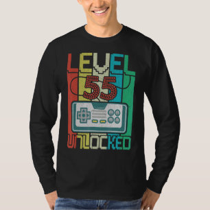 Level 55 Unlocked Video Gamer 55th Birthday T-Shirt