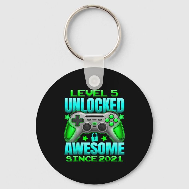 Level 5 Unlocked 5 Year Old For Boys 5th Birthday  Keychain (Front)