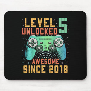 Level 5 Unlocked 5th Birthday 5 Year Old Boy Gifts Mouse Pad