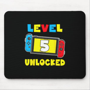 Level 5 Unlocked 5th Birthday Shirt Video Game 5 Y Mouse Pad