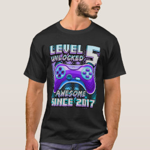 Level 5 Unlocked Awesome 2017 Video Game 5th Birth T-Shirt