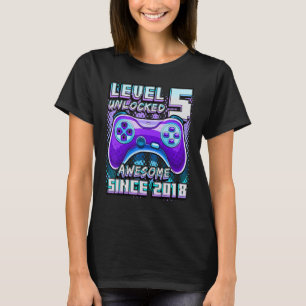 Level 5 Unlocked Awesome 2018 Video Game 5th Birth T-Shirt