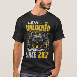 Level 5 Unlocked Awesome Since 2017 5th Birthday G T-Shirt