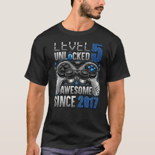 Level 5 Unlocked Awesome Since 2017 5th Birthday T-Shirt