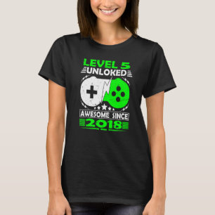 Level 5 Unlocked Awesome Since 2018 5th Birthday G T-Shirt