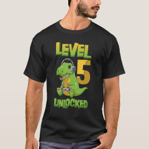 Level 5 Unlocked Birthday Dinosaur 5 Years Old Vid T-Shirt