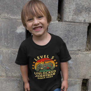Level 5 Unlocked Gamer Boy 5th Birthday T-Shirt
