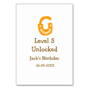 Level 5 unlocked lock orange brown happy birthday table number