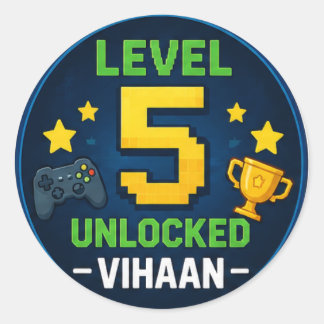 Level 5 Unlocked Personalized Birthday Sticker