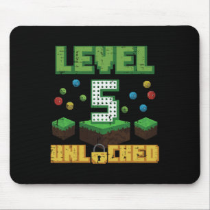Level 5 Unlocked Pixel Gamer 5th Birthday Gaming B Mouse Pad