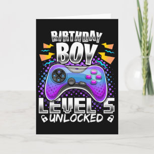 Level 5 Unlocked Video Game 5th Birthday Gamer Boy Card